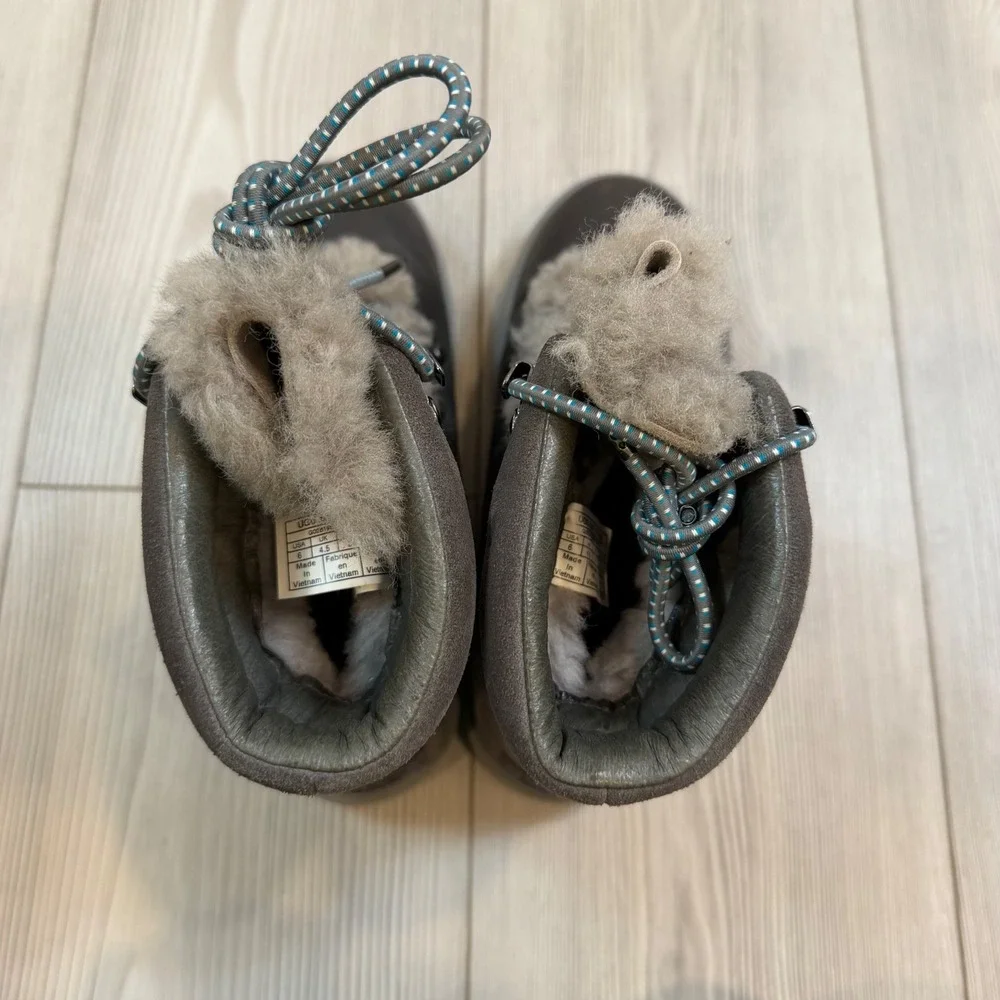 UGG Viki Waterproof Classic Boots for Woman 6 Gray Leather Suede Vibram